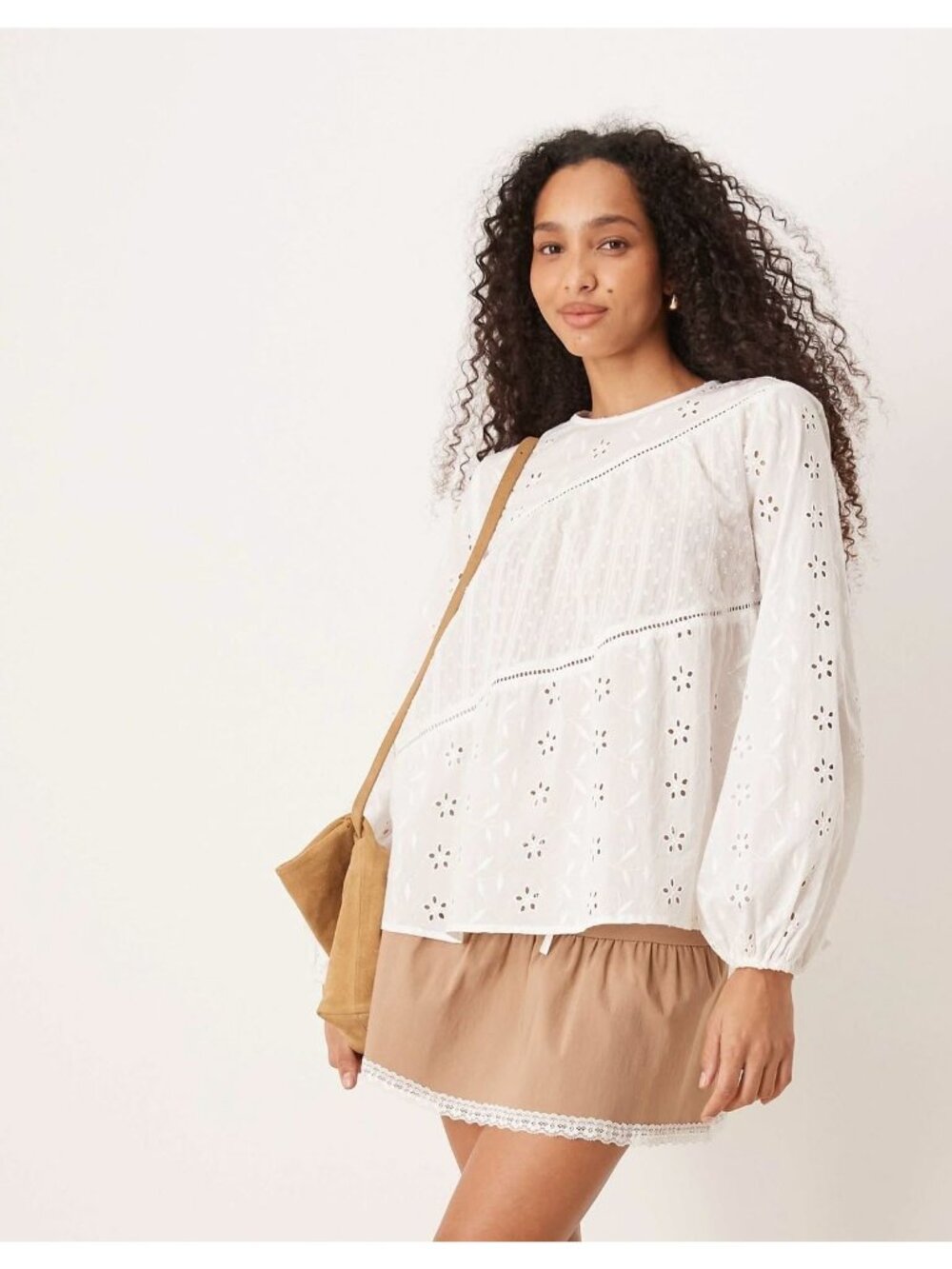 ASOS Design Curve White Eyelet Top